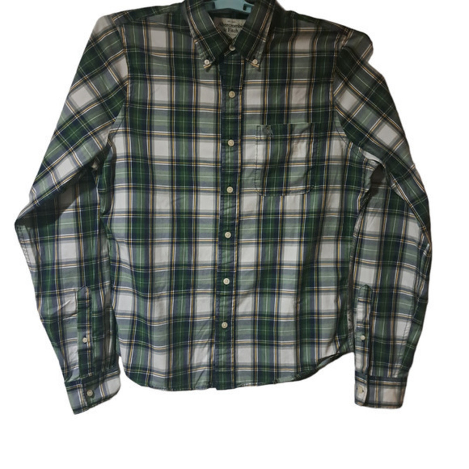Abercrombie & Fitch Mens 1992 New York Western Button Up Shirt Green Plaid Sz Xl